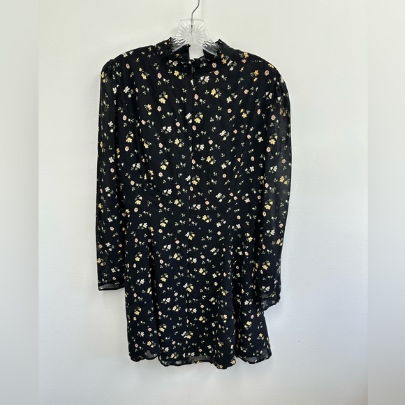 ⛔️SOLD⛔️Reformation Vivianne Black Floral Cut Out Long Sleeve Mini Dress Size 10 - Picture 9 of 9